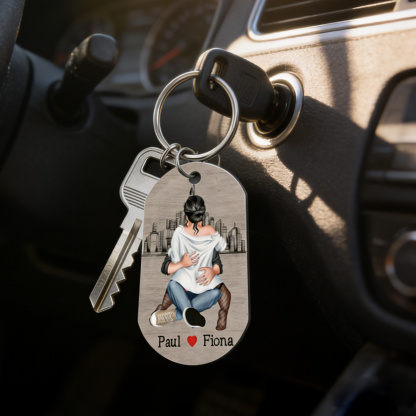 Personalised Couple Keyring Custom 2 Names Keyring "Get Home Safe" Stainless Steel Keyring