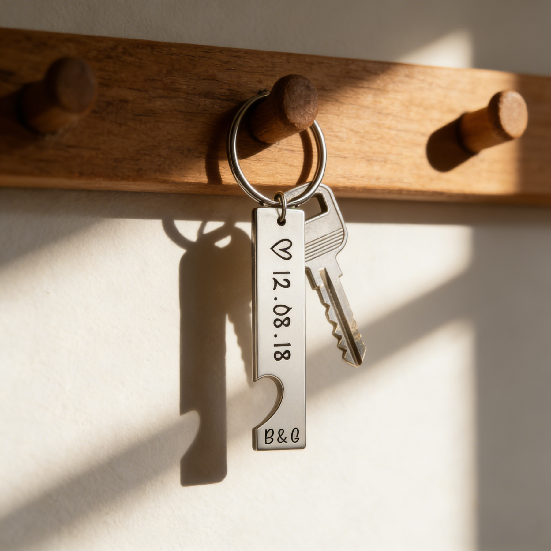 Personalised Heart Keyring Set with Custom Date & Initial Matching Valentine's gift for Couple | Jessemade