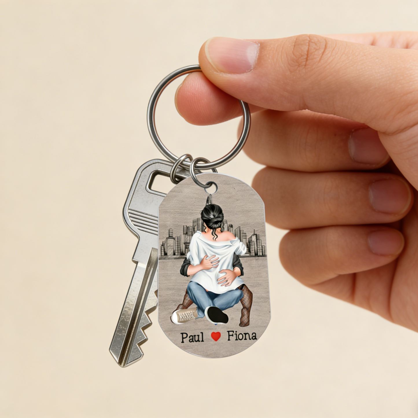 Personalised Couple Keyring Custom 2 Names Keyring "Get Home Safe" Stainless Steel Keyring