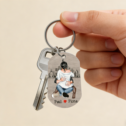 Personalised Couple Keyring Custom 2 Names Keyring "Get Home Safe" Stainless Steel Keyring