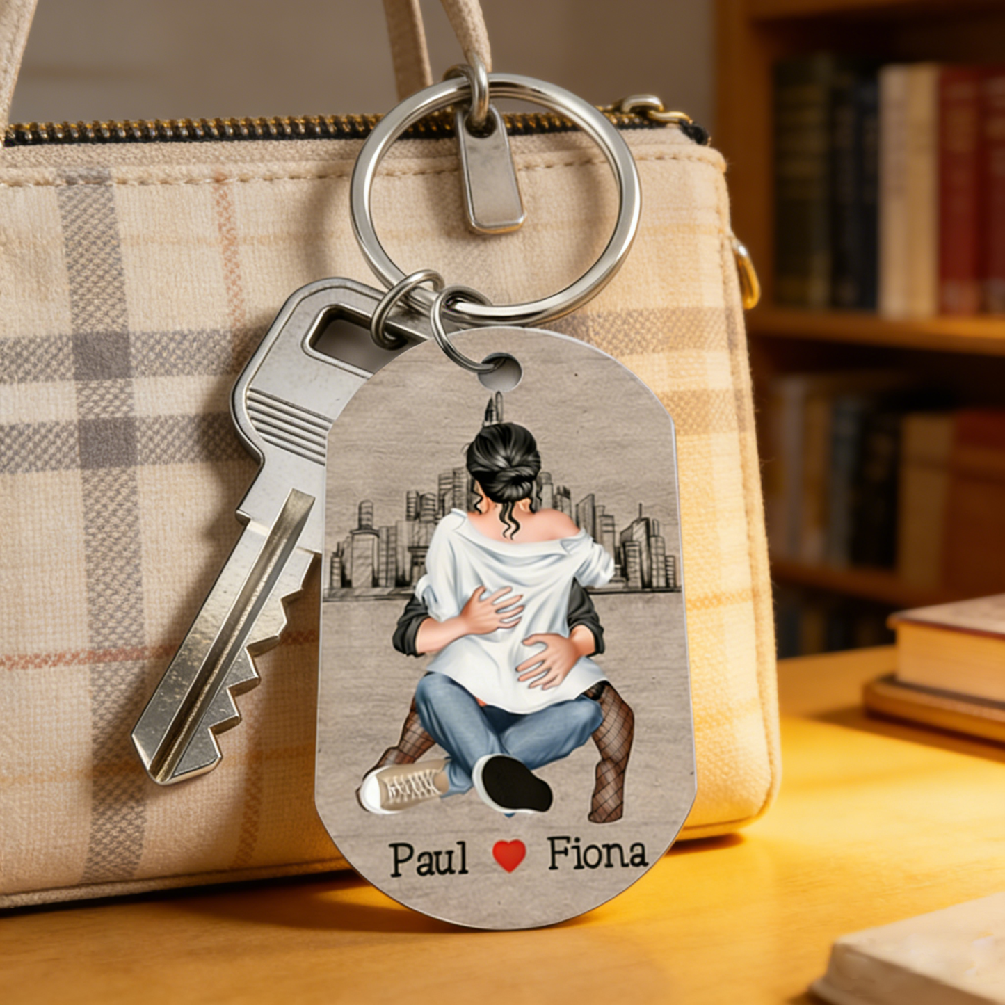 Personalised Couple Keyring Custom 2 Names Keyring "Get Home Safe" Stainless Steel Keyring