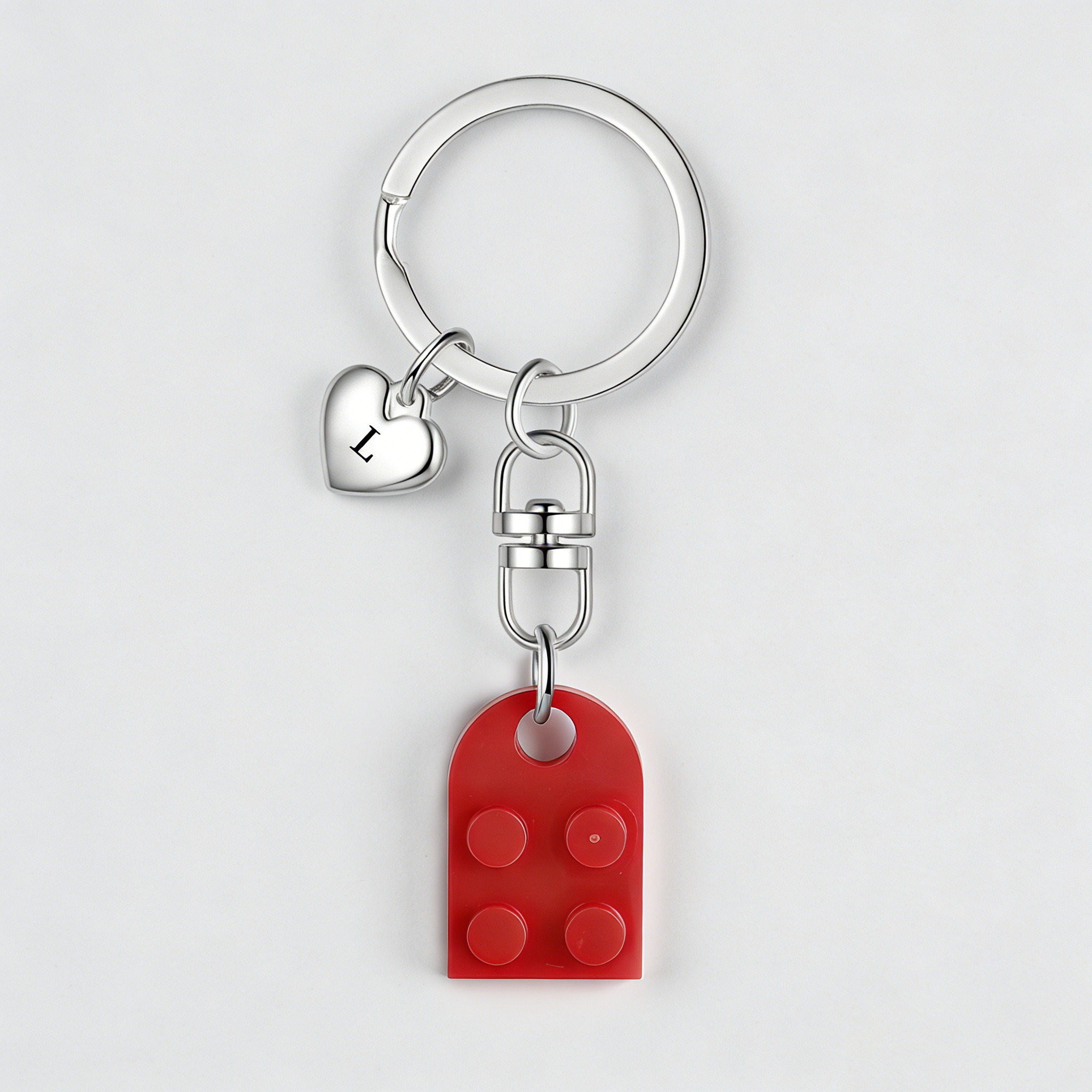 2-Names Personalised Letter Heart-Shape Building Blocks Couple Keyring Engrave Letters Matching Couple Gifts, Special Gift For Him/Her