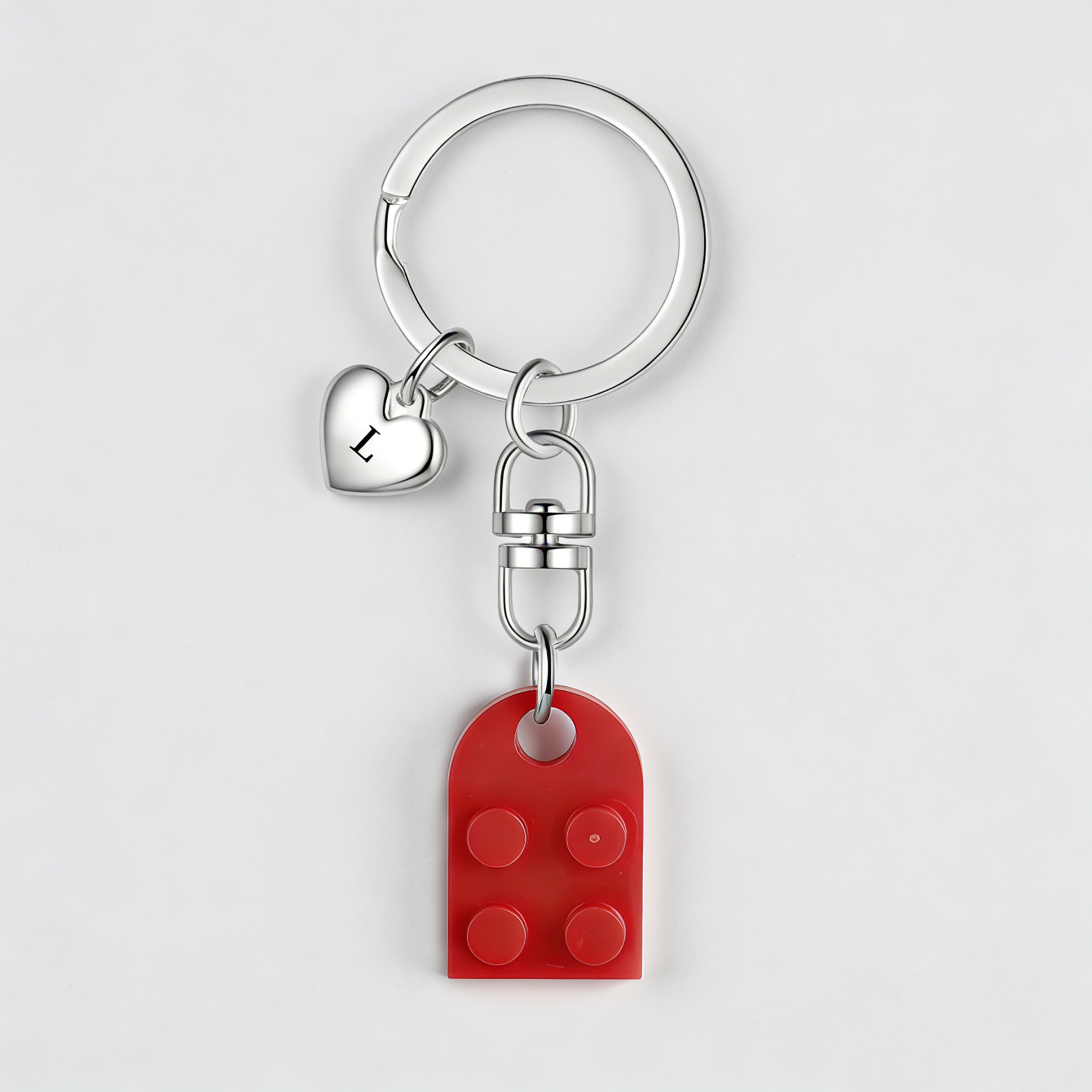 2-Names Personalised Letter Heart-Shape Building Blocks Couple Keyring Engrave Letters Matching Couple Gifts, Special Gift For Him/Her