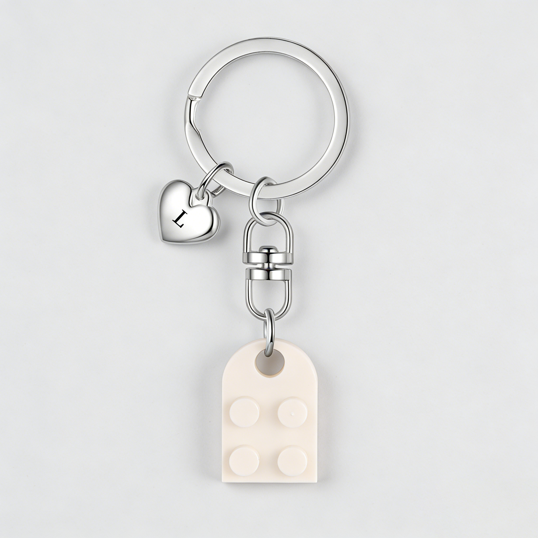 2-Names Personalised Letter Heart-Shape Building Blocks Couple Keyring Engrave Letters Matching Couple Gifts, Special Gift For Him/Her