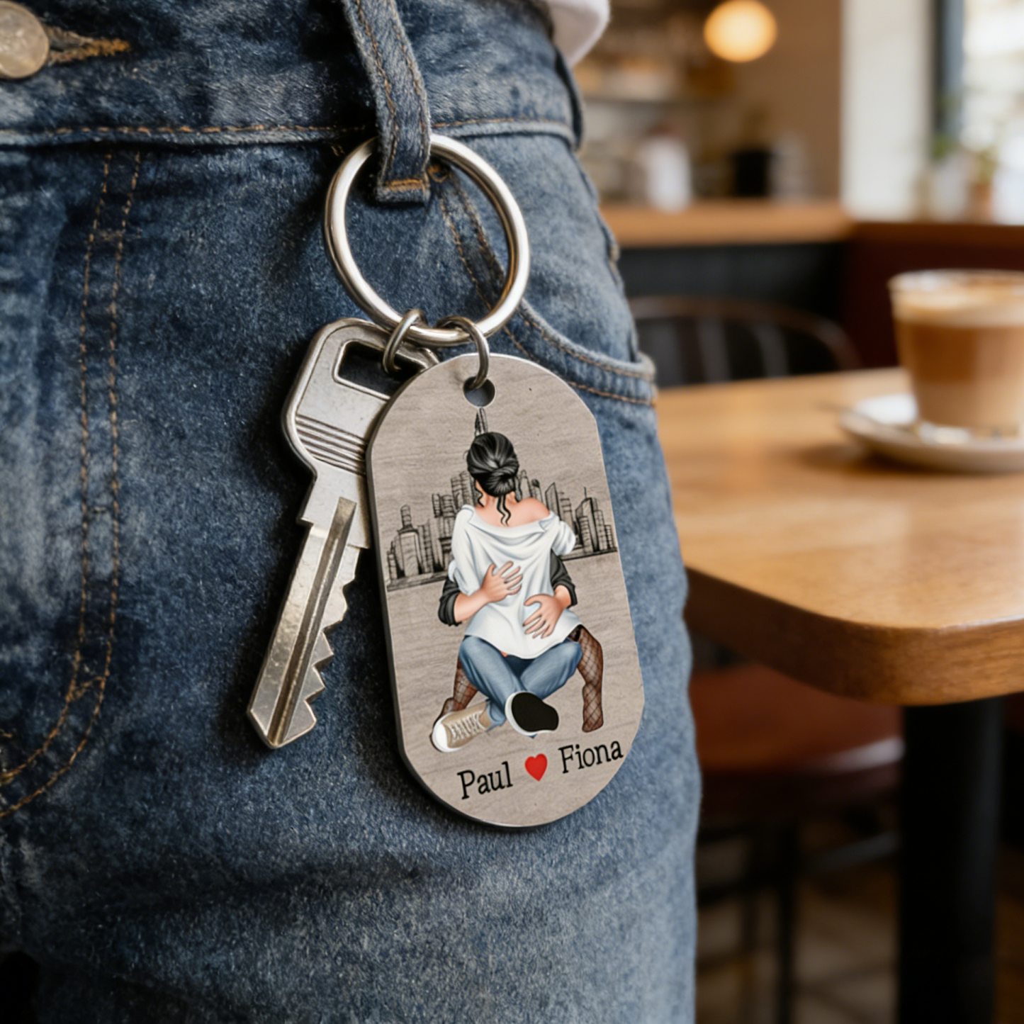 Personalised Couple Keyring Custom 2 Names Keyring "Get Home Safe" Stainless Steel Keyring