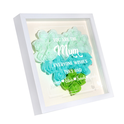 Personalised 1 Nickname & 4 Names Heart-Shaped Rose Shadow Box Frame – Custom Gift for Mum, Nan & Loved Ones| Jessemade