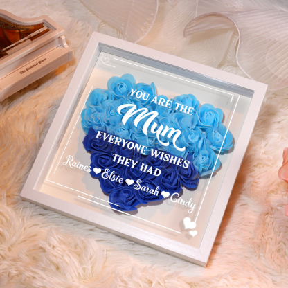 Personalised 1 Nickname & 4 Names Heart-Shaped Rose Shadow Box Frame – Custom Gift for Mum, Nan & Loved Ones| Jessemade