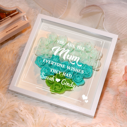 Personalised 1 Nickname & 2 Names Heart-Shaped Rose Shadow Box Frame – Custom Gift for Mum, Nan & Loved Ones| Jessemade