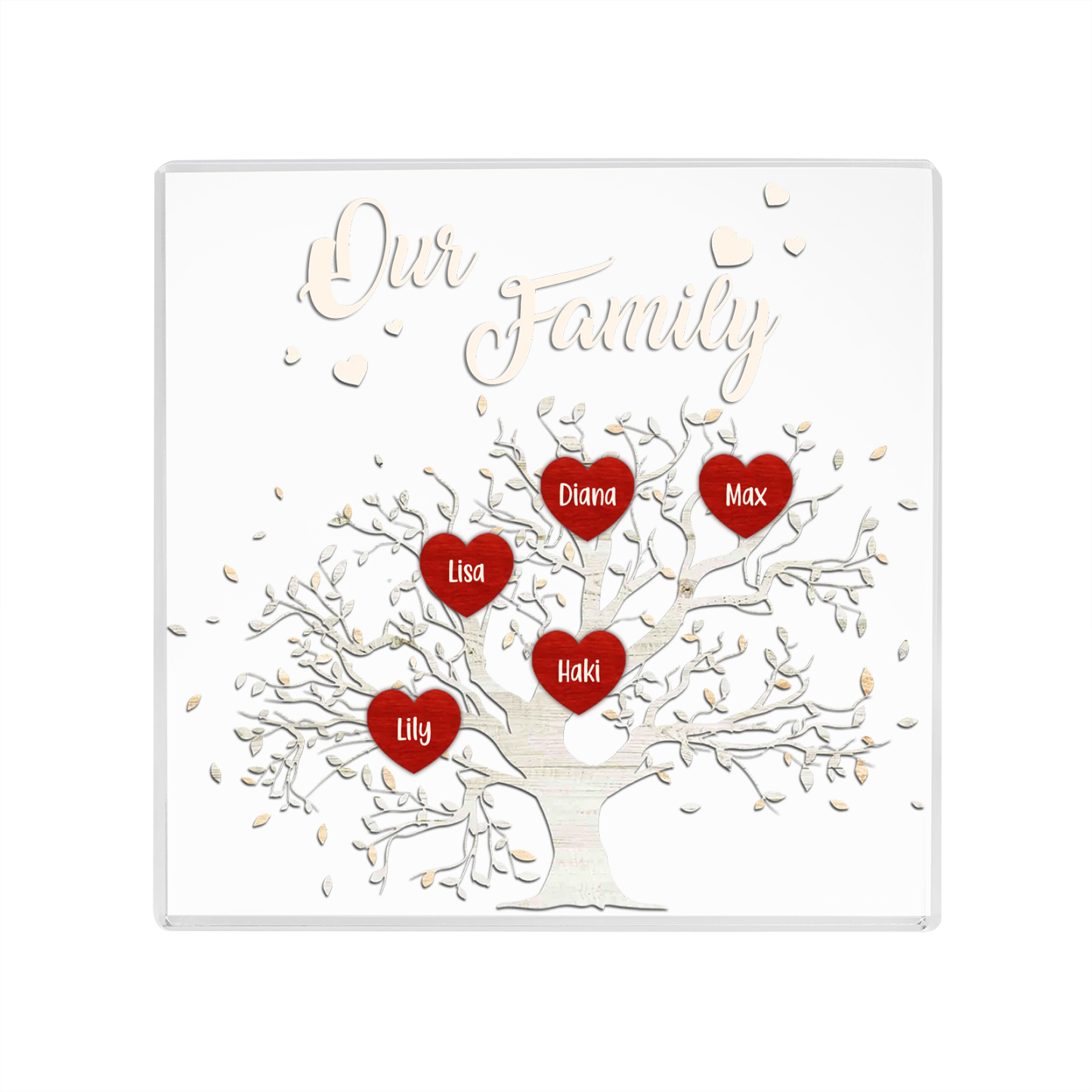 5 Names-Personalised Acrylic Family Tree Keepsake-Custom Text and Names-Acrylic Plaque Home Decoration Gift for Dad/Grandad
