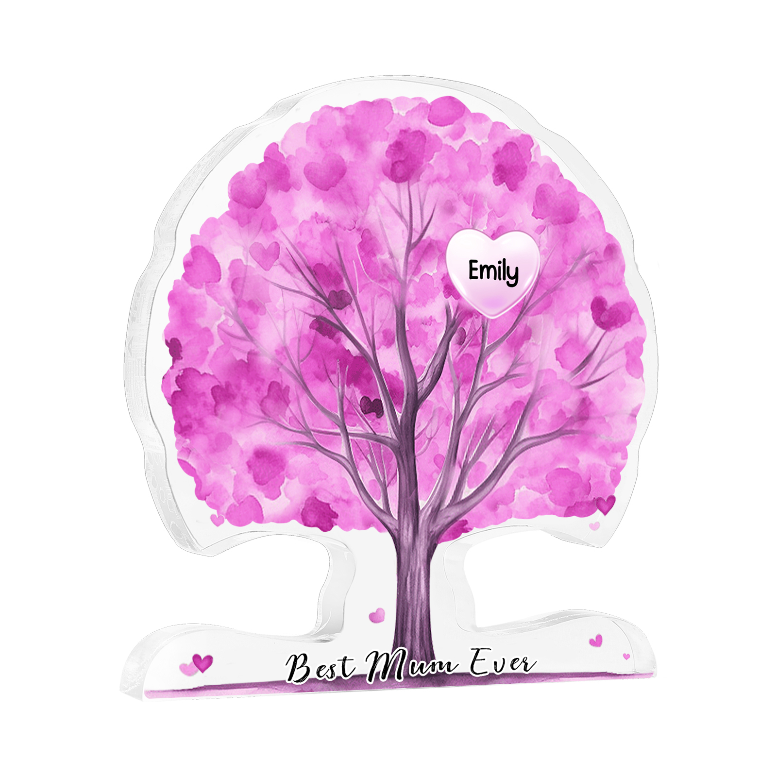 Personalised Heart Family Tree Ornament – Custom 1 Name & Text - "Best Mum Ever" – Unique Mother's Day Gift for Her | Jessemade