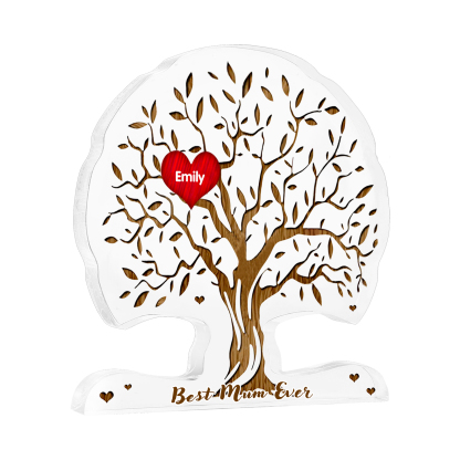 Personalised Heart Family Tree Ornament – Custom 1 Name & Text - "Best Mum Ever" – Unique Mother's Day Gift for Her | Jessemade