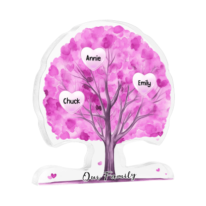 Personalised Heart Family Tree Ornament – Custom 3 Names & 1 Text – "Our Family" - Unique Mother's Day Gift for Her | Jessemade
