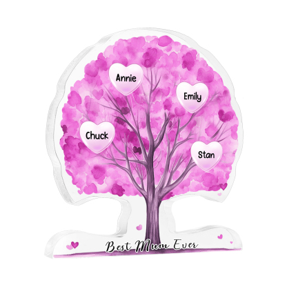 Personalised Heart Family Tree Ornament – Custom 4 Names & 1 Text – Unique Mother's Day Gift for Her | Jessemade