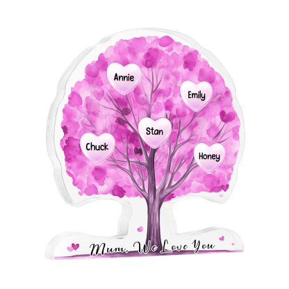 Personalised Heart Family Tree Ornament – Custom 5 Names & 1 Text – Unique Mother's Day Gift for Her | Jessemade