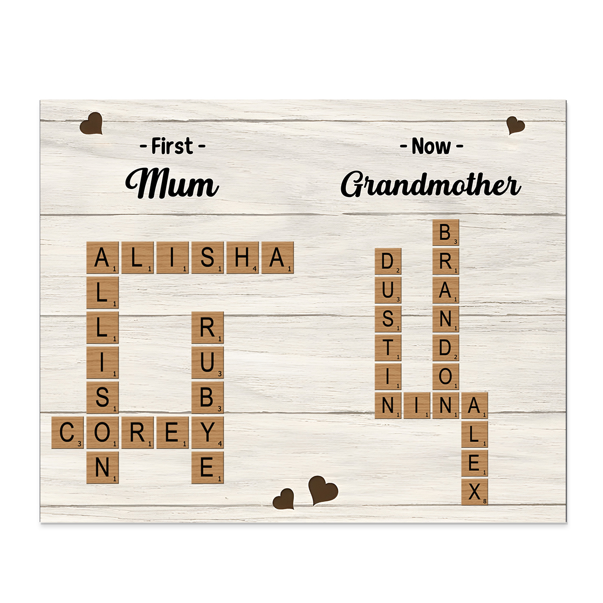 [Copy]Personalised Wooden Ornament – with Custom 2 Names – "Grandkids Fill a Place in Your Heart" – Unique Gift for Grandma | Jessemade