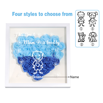 Personalised 3D Floral Shadow Box – Custom 1 Kids&Pet Name –“This Great Mum Is Loved By'- Gift for Mum, Nan & Loved Ones| Jessemade
