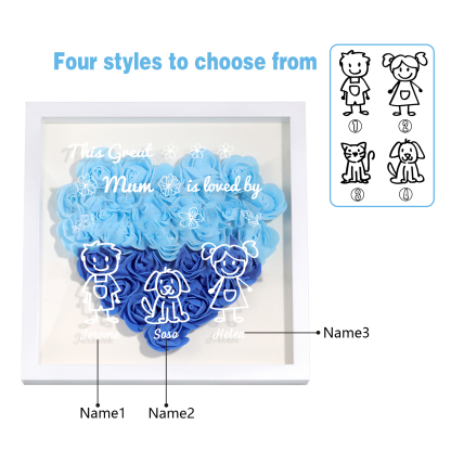 Personalised 3D Floral Shadow Box – Custom 3 Kids&Pets Names –This Great Mum Is Loved By- Gift for Mum, Nan & Loved Ones| Jessemade