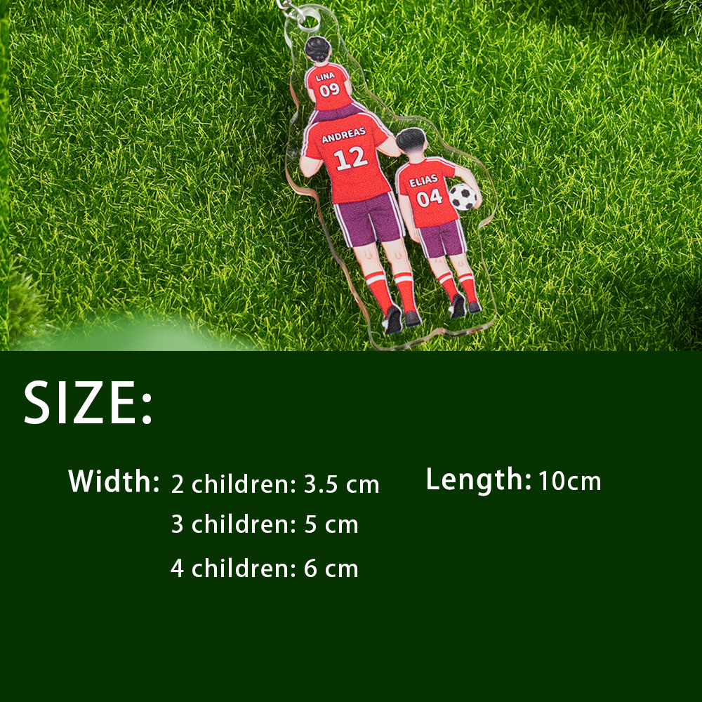 Personalised 1-3 Names Football Keyring Set-Custom Dad's Football Team Gift Set Keyring Names Gift For Dad-Happy Father's Day