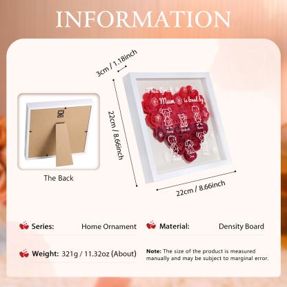 Personalised 3D Floral Shadow Box – Custom 6 Kids&Pets Names –This Great Mum Is Loved By- Gift for Mum, Nan & Loved Ones| Jessemade