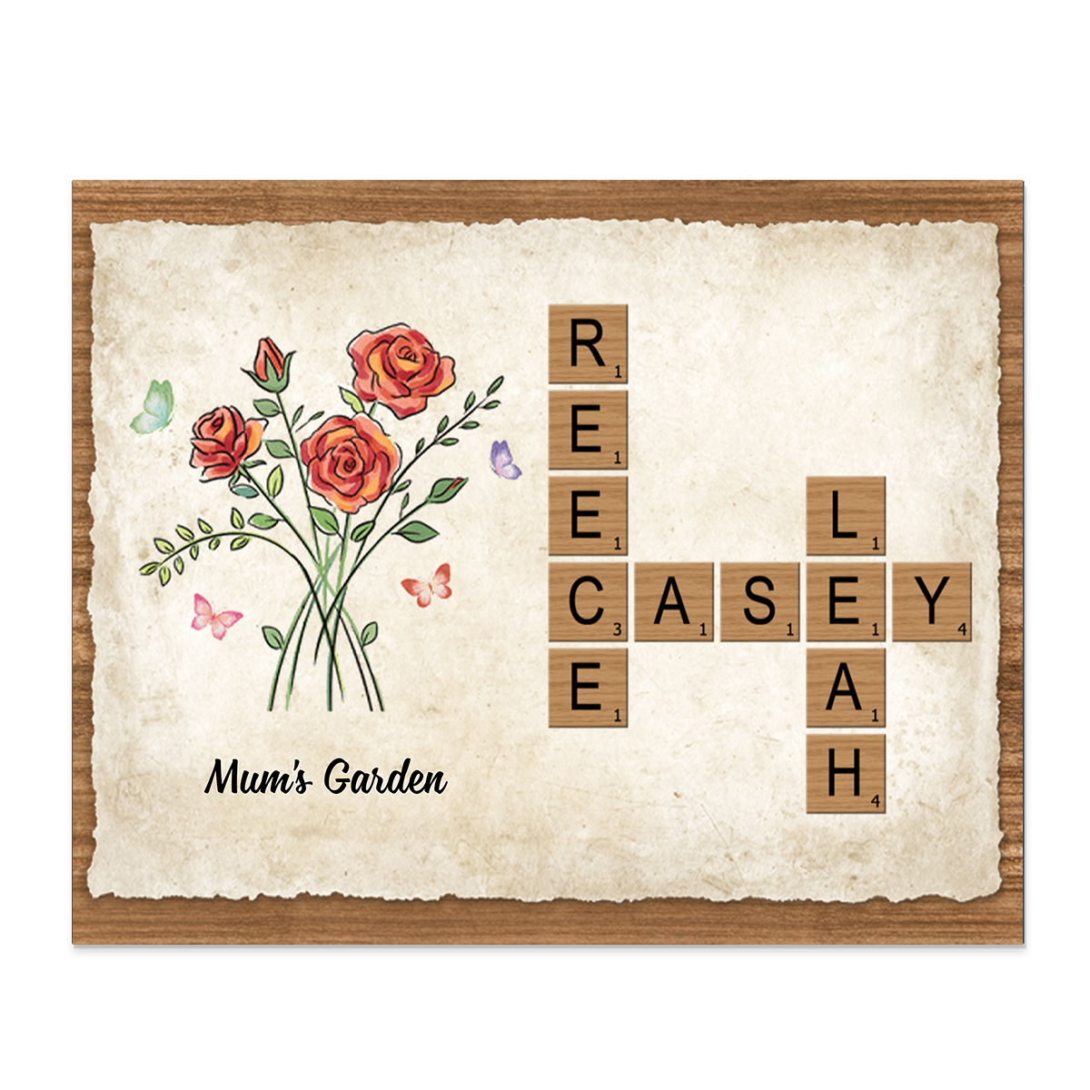 Personalised Crossword Wooden Ornament – with Custom Text & Name Ornament Gift for Mum | Jessemade