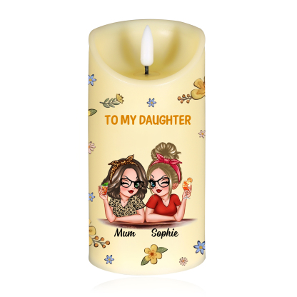 Personalised LED Candle from Mum to Daughter – Custom Names with Heartfelt Message | Jessemade