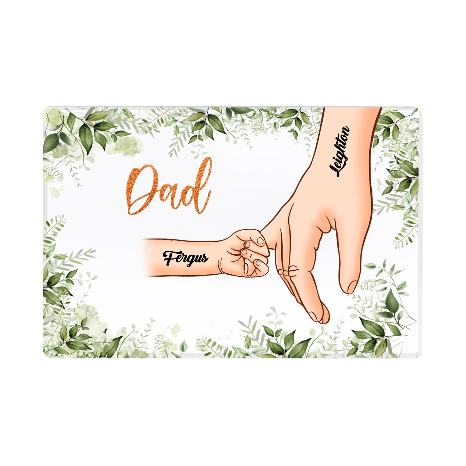 2 Names Personalised Acrylic Plaque for Dad - Custom Holding Hands Style | Jessemade