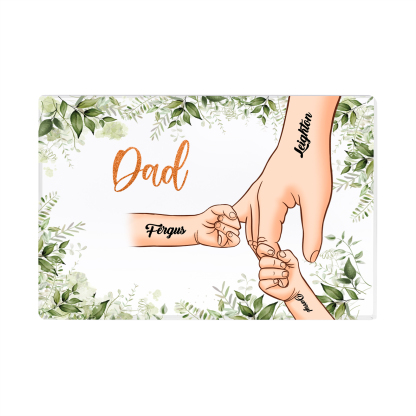 3 Names & 1 Text Personalised Acrylic Plaque for Dad - Custom Holding Hands Style | Jessemade