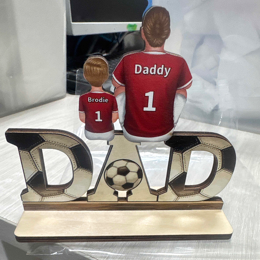 2-5 Names Personalised Football Dad Ornament - Custom Decoration Plaque for Father | Jessemade