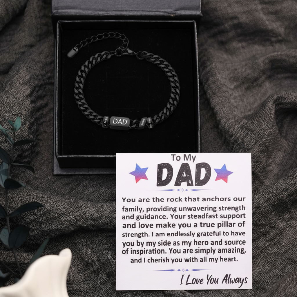 Personalised 1-6 Names Cuban Chain Bracelet Custom Text Engraved Gift for Men | Jessemade