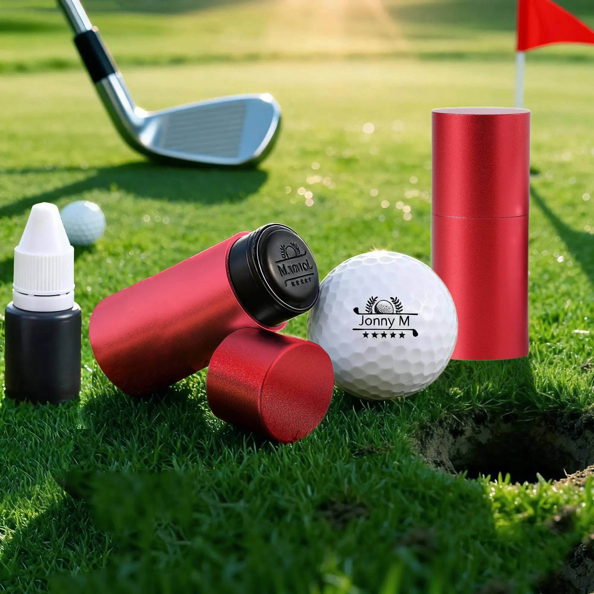 Personalised Golf Ball Stamp, Sleek Metal Case Practical Gift for Golfers