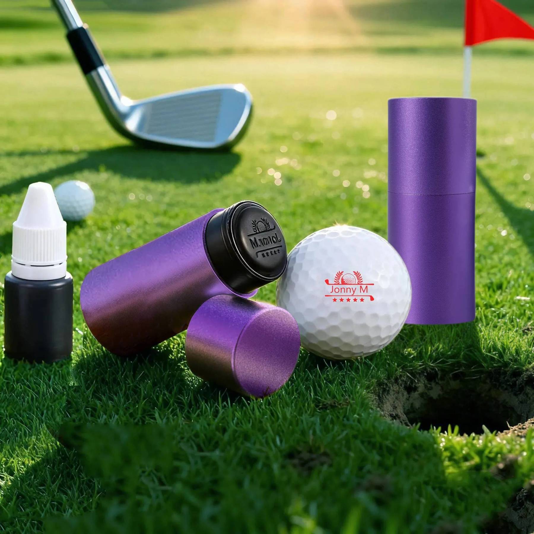 Personalised Golf Ball Stamp, Sleek Metal Case Practical Gift for Golfers