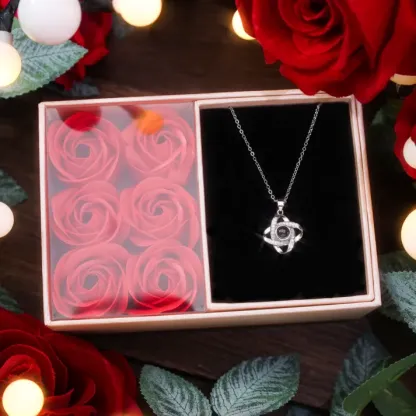 Personalised Photo Projection Necklace Love Knot Pendant Necklace Gifts for Her