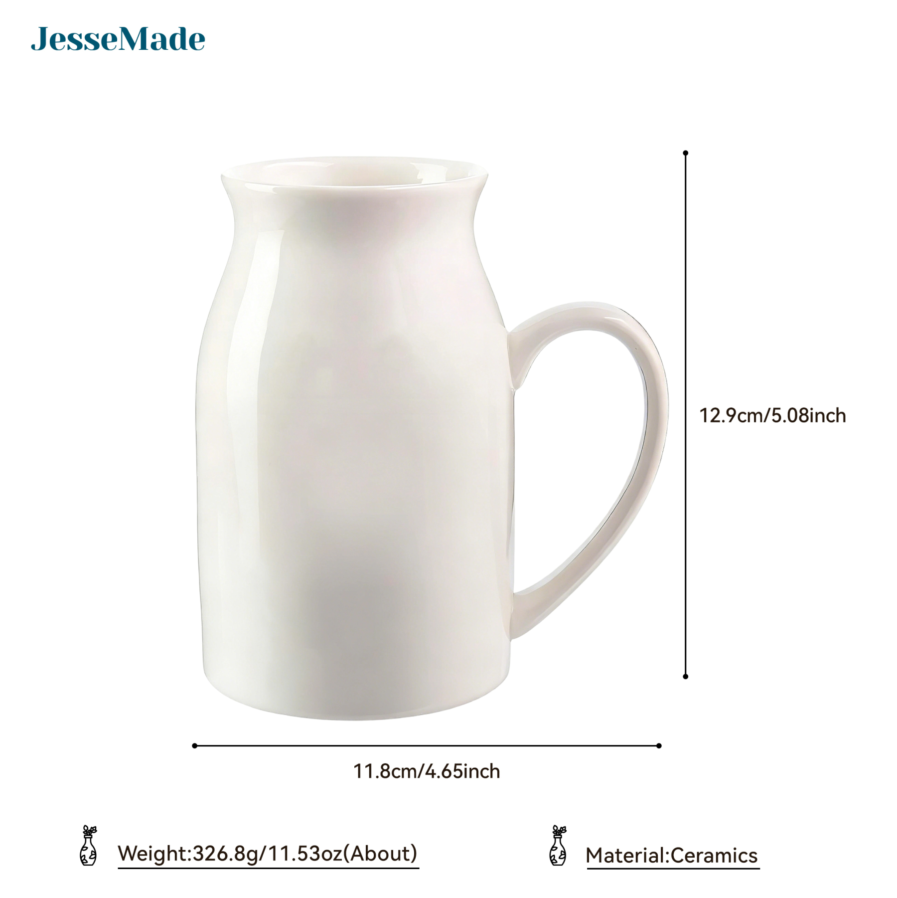 Personalised Floral Name Pitcher – “First Mum, Now Nan” Ceramic Flower Vase | Jessemade