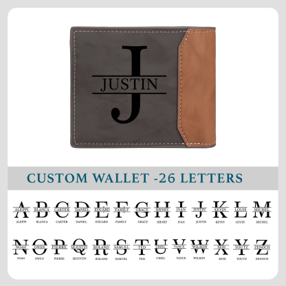 Personalised Name Leather Couple Wallet Engraved Letter And Photo Gift For Him