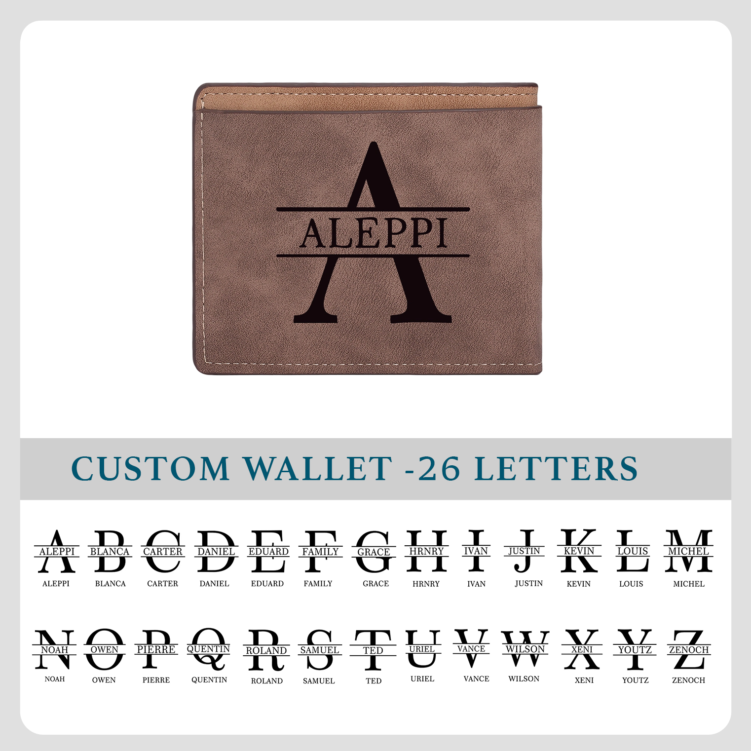 Personalised PU Leather Men’s Wallet with Custom Photo & Name & Letter Christmas Couple Gift for Him | Jessemade