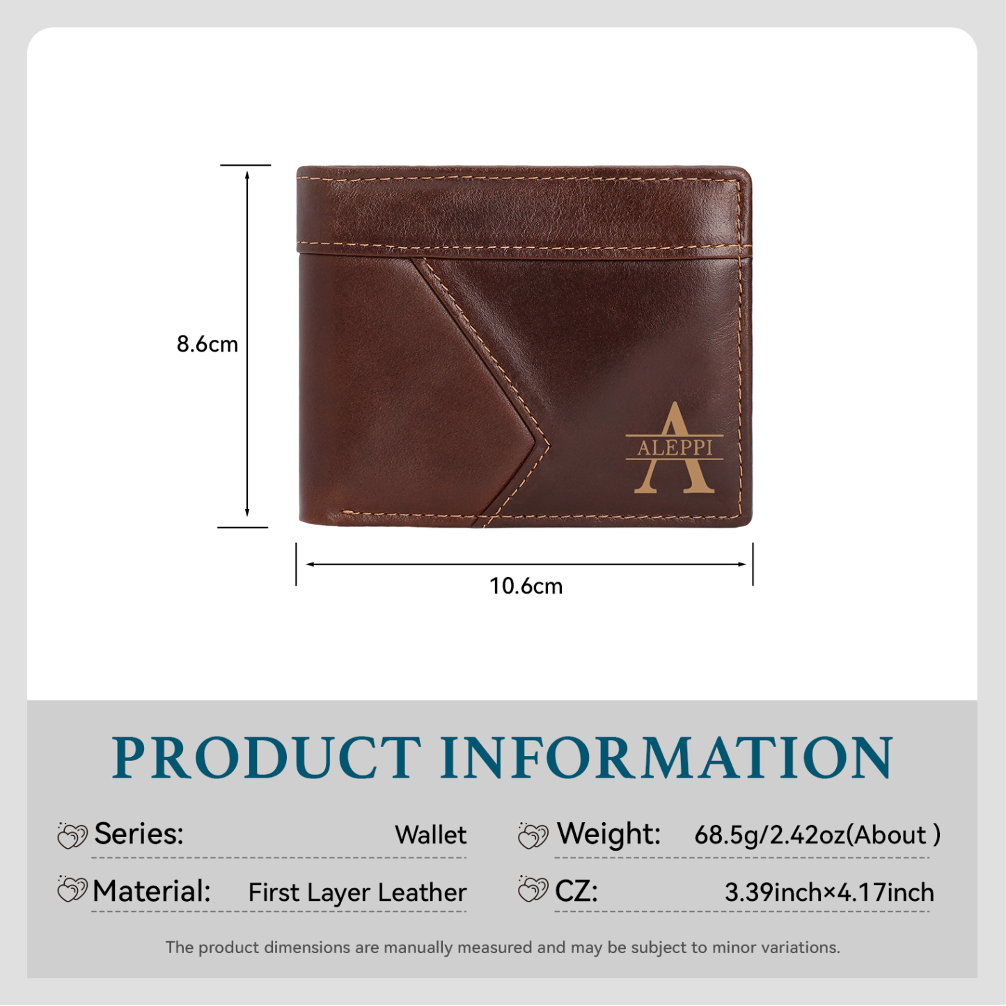 Personalised First  Layer Leather Men's Wallet - Custom Name and Letter Gift for Him | Jessemade