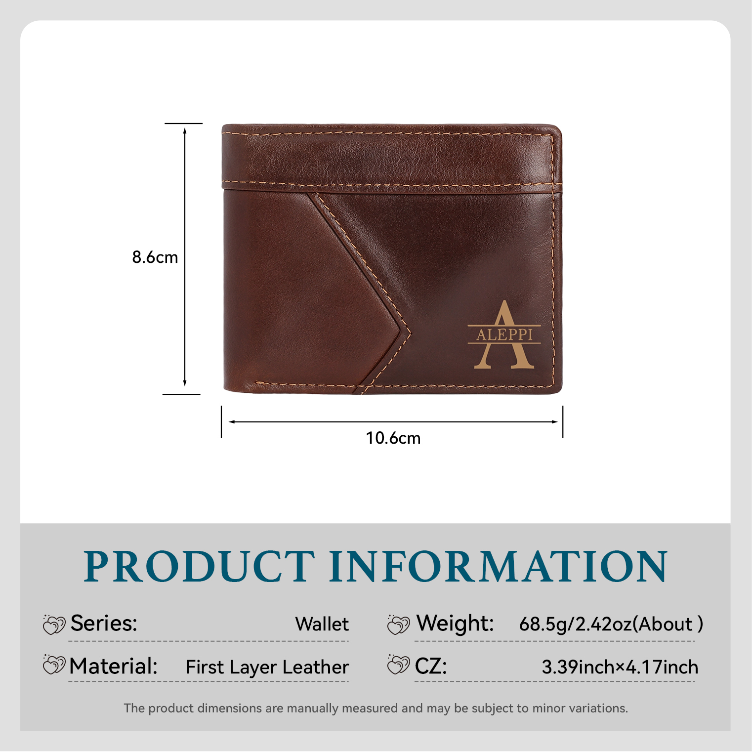 Personalised First  Layer Leather Men's Wallet - Custom Name and Letter Gift for Him | Jessemade