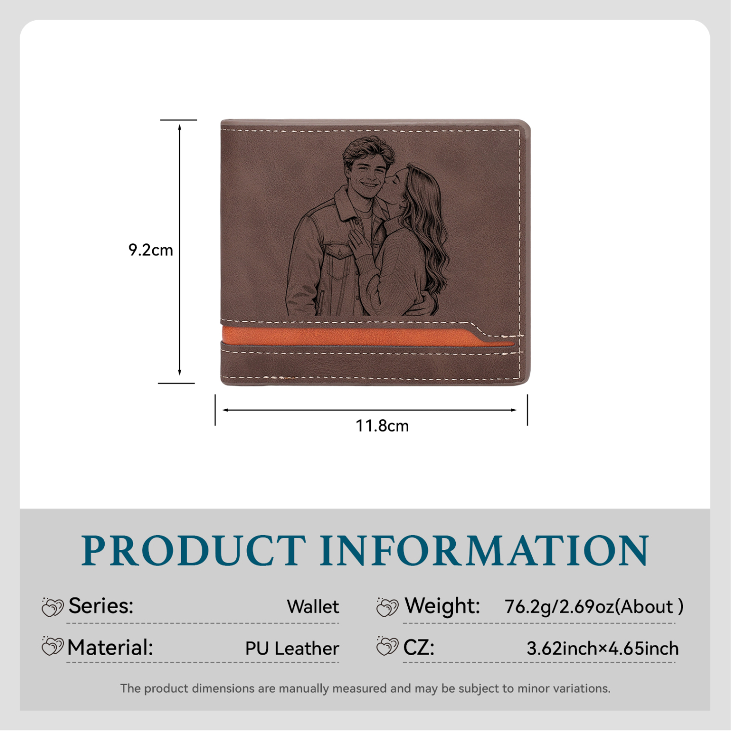 Personalised Men's Wallet - Custom Photo and Name in Brown - Christmas Gift for Him | Jessemade
