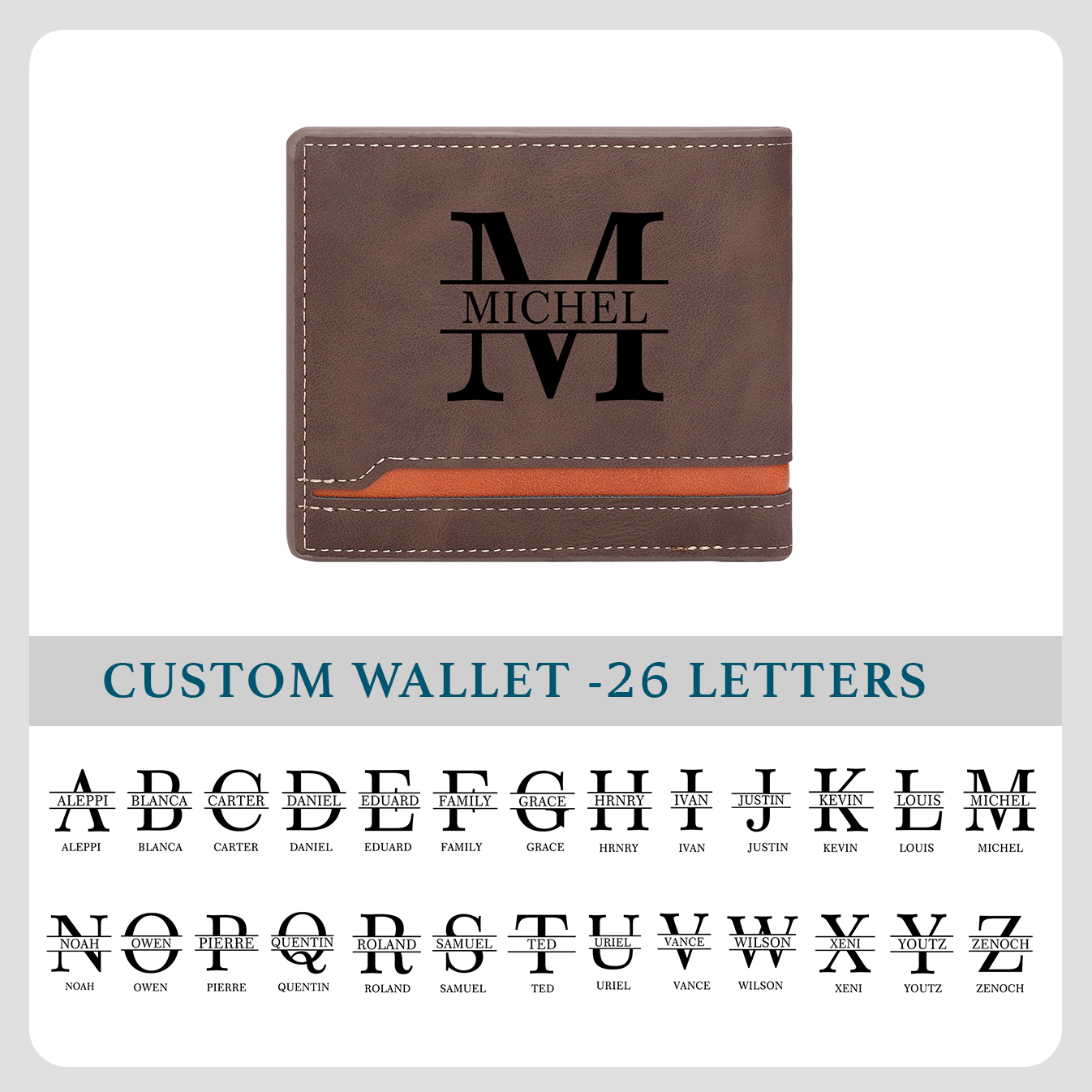 Personalised Men's Wallet - Custom Photo and Name in Brown - Christmas Gift for Him | Jessemade