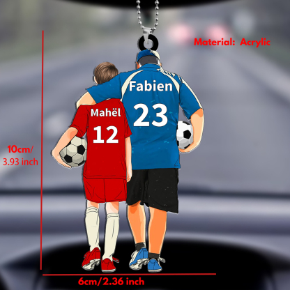 Personalised Acrylic Football Keyring for Dad & Child – Custom Names & Numbers Gift for Father’s Day