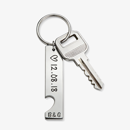 Personalised Heart Keyring Set with Custom Date & Initial Matching Valentine's gift for Couple | Jessemade