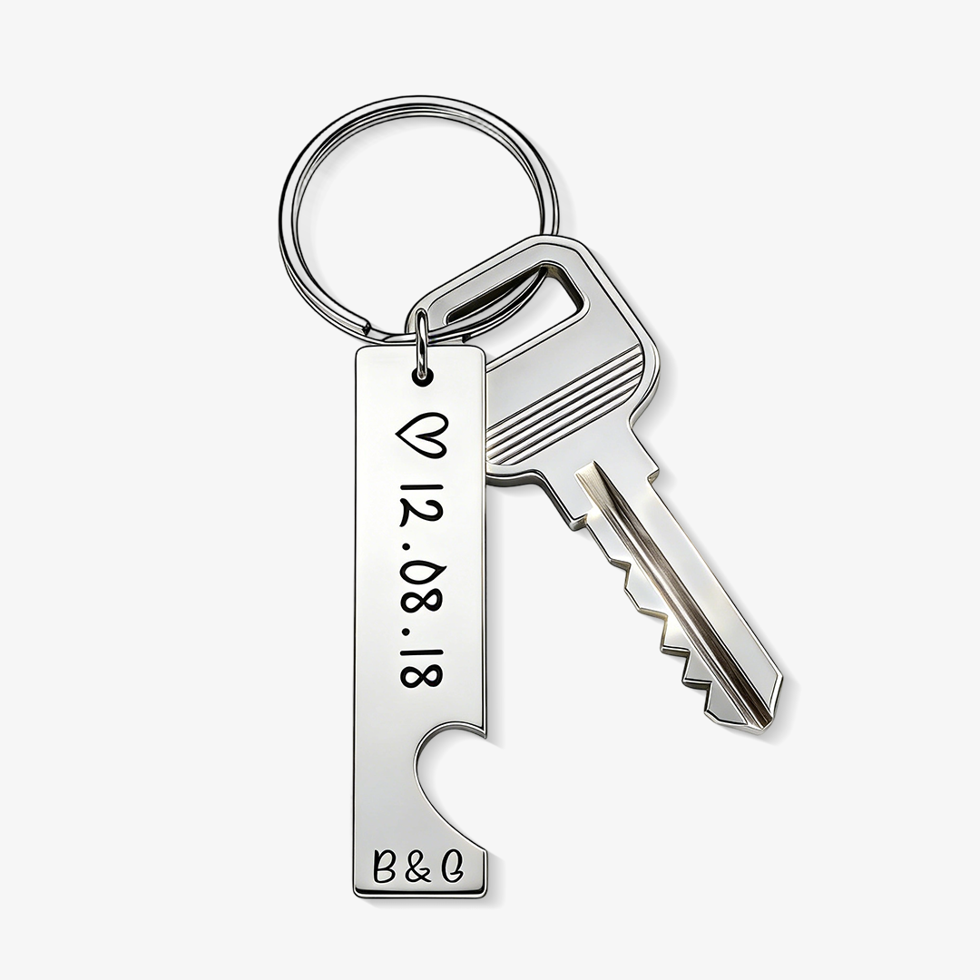 Personalised Heart Keyring Set with Custom Date & Initial Matching Valentine's gift for Couple | Jessemade