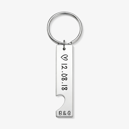 Personalised Heart Keyring Set with Custom Date & Initial Matching Valentine's gift for Couple | Jessemade