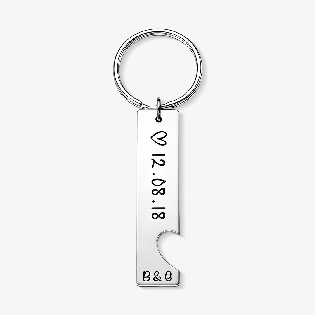 Personalised Heart Keyring Set with Custom Date & Initial Matching Valentine's gift for Couple | Jessemade
