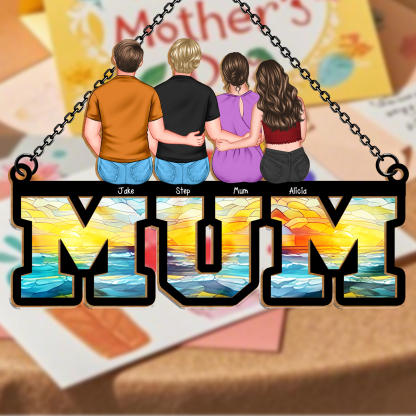 Personalised “MUM” Hanging Sign – Custom Mother’s Day Gift with Family Illustration and Names | Jessemade