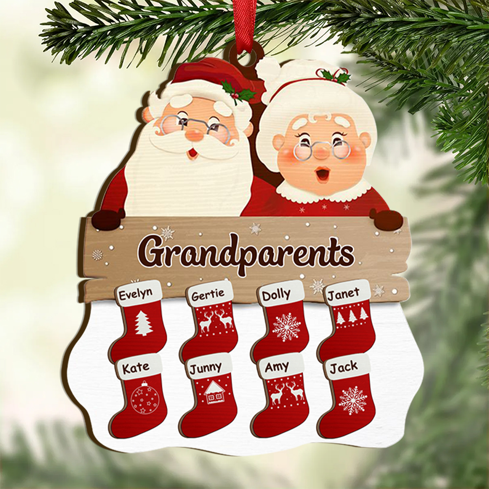 Personalized Grandparents Christmas Ornament with Stockings Cust 1-10 
