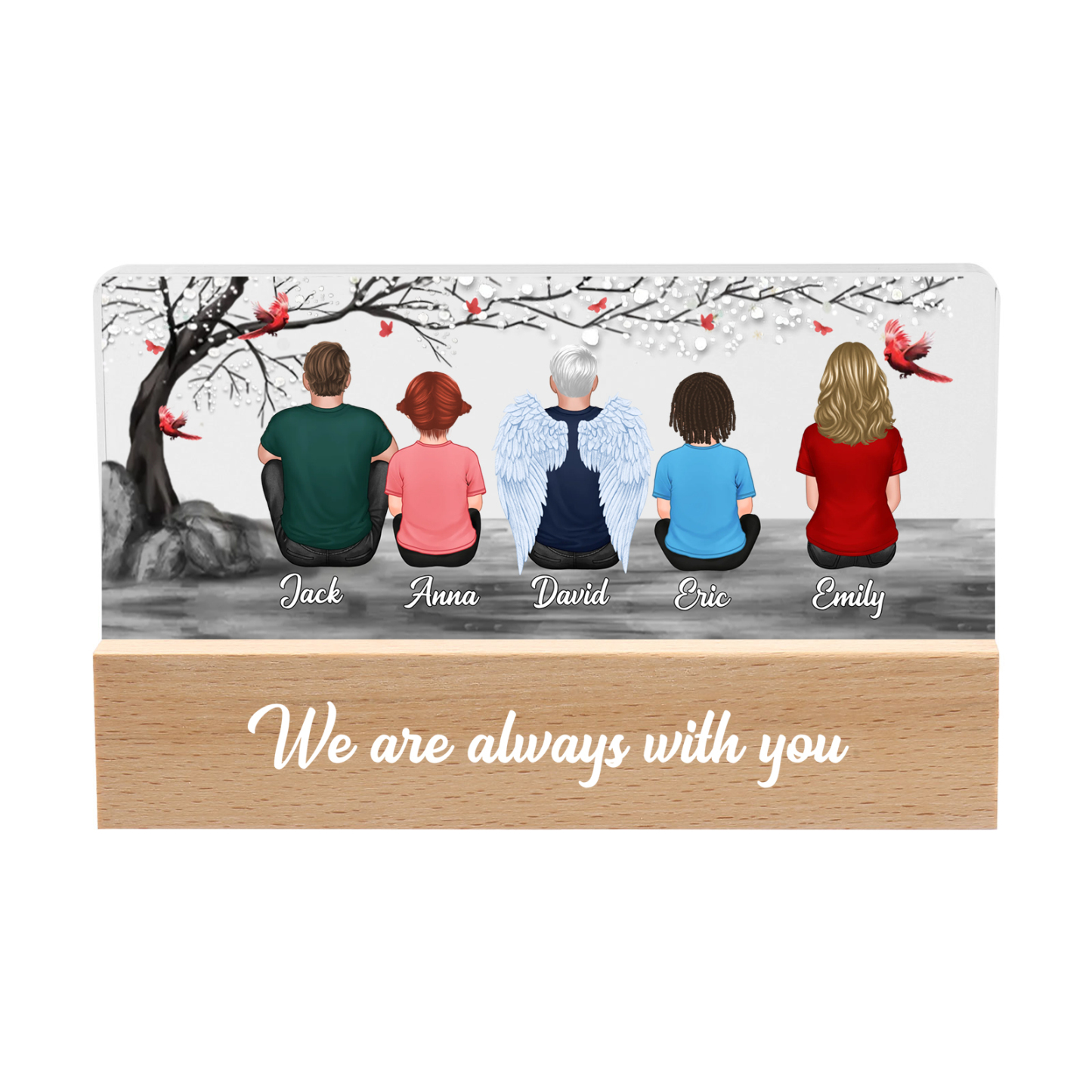 Personalised Angel Wings Memorial Night Light Desktop Decoration, Custom LED Lighting Bedroom Decoration