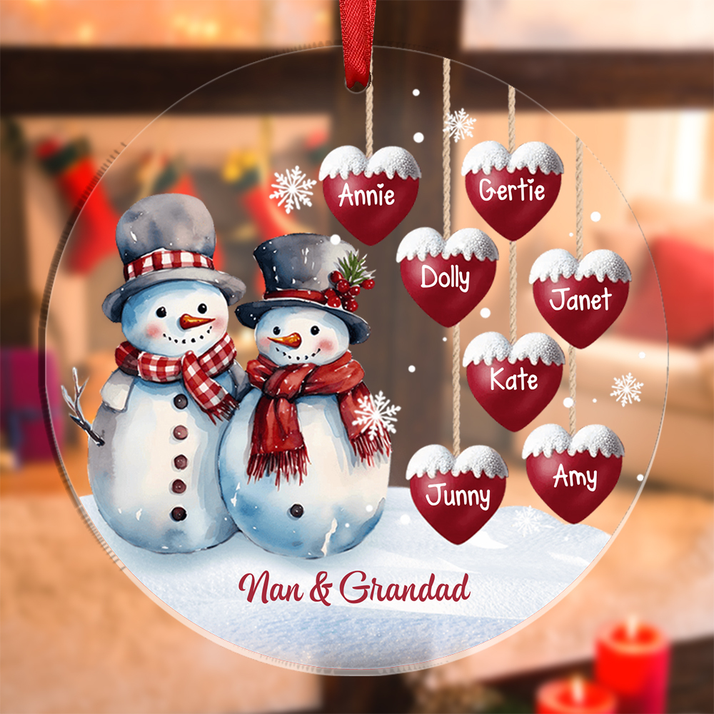 Personalised Snowman Christmas Ornament with Custom Names Family Tree Christmas Gift | Jessemade