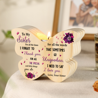 Butterfly Wooden Candle Holder "Best Friend" Home Decor - Christmas Gift for Friend | Jessemade