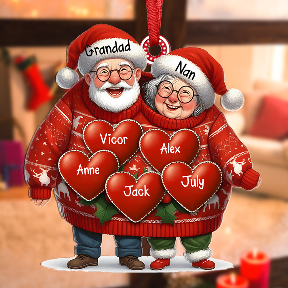 Personalised Christmas Ornament – Custom 3-8 Names Family Christmas Gift for Grandad and Nan | Jessemad